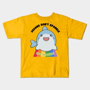 Not Sparkle but Sharkle Shark Animals Cute Funny Vegan Pun Kids T-Shirt